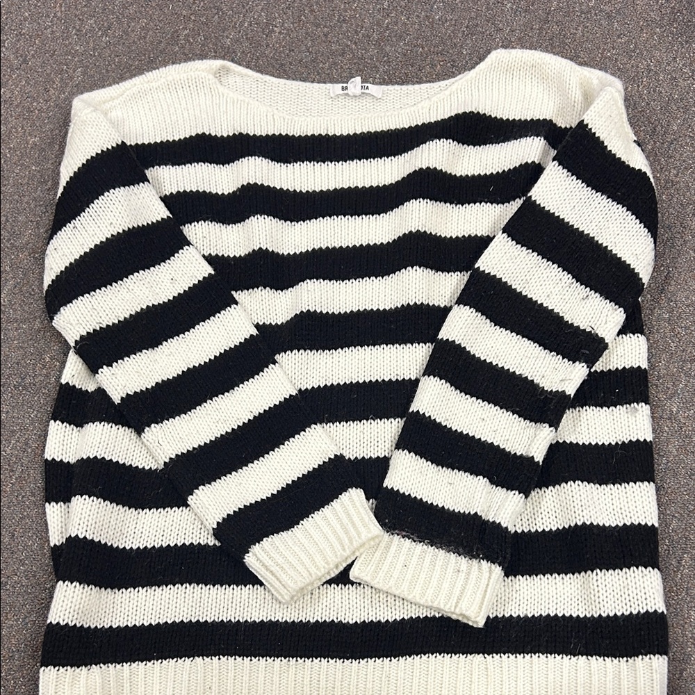 BB Dakota Black and Cream Striped Sweater